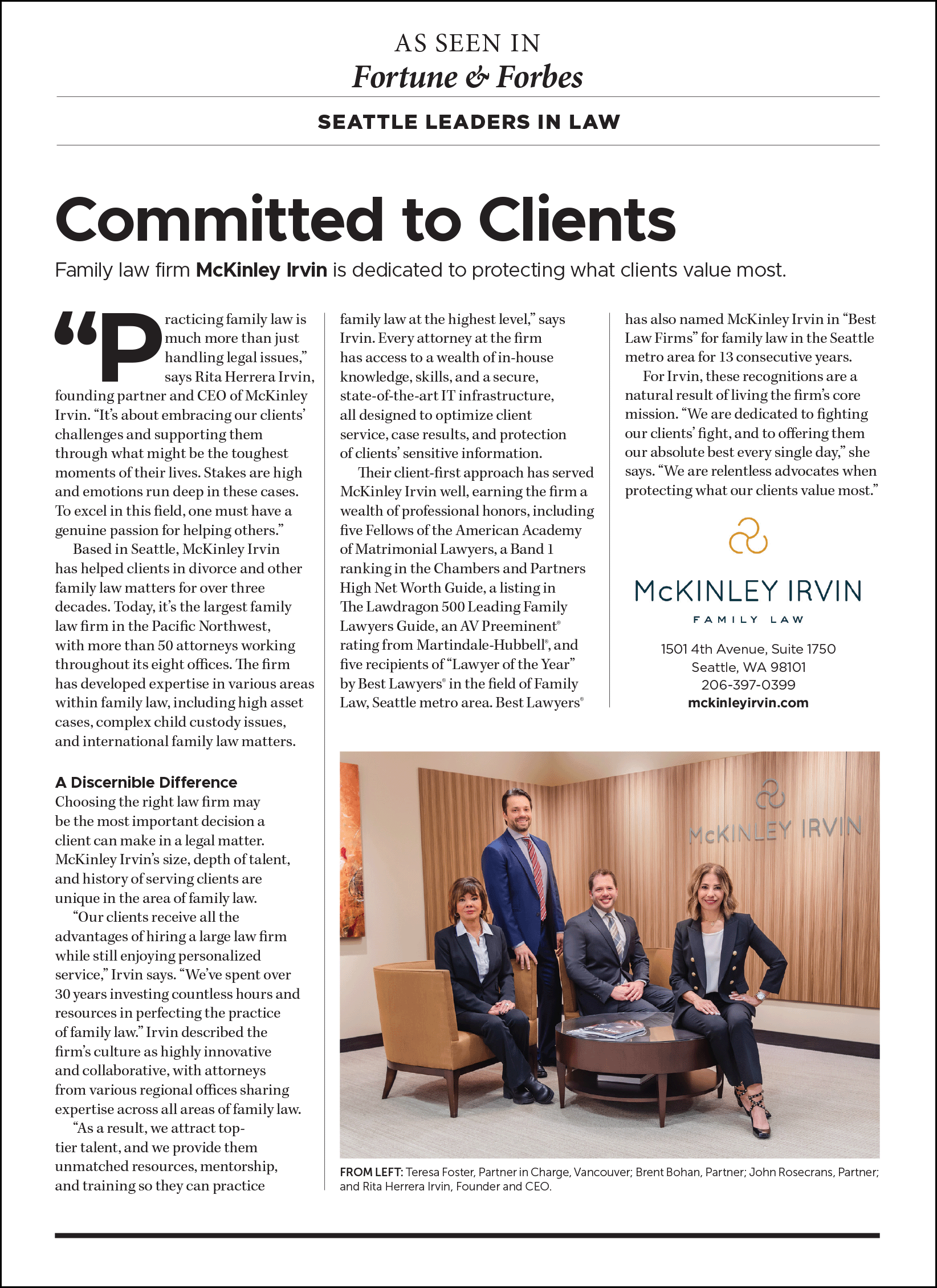 Forbes & Fortune: McKinley Irvin "Committed to Clients"